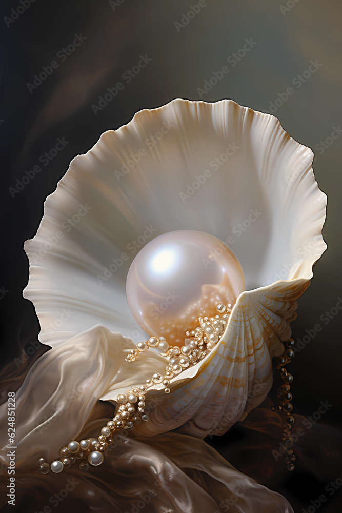 The pearl in an oyster art print