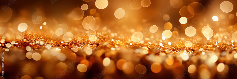 Abstract luxury gold background with gold particle. glitter vintage lights background. Christmas Gol