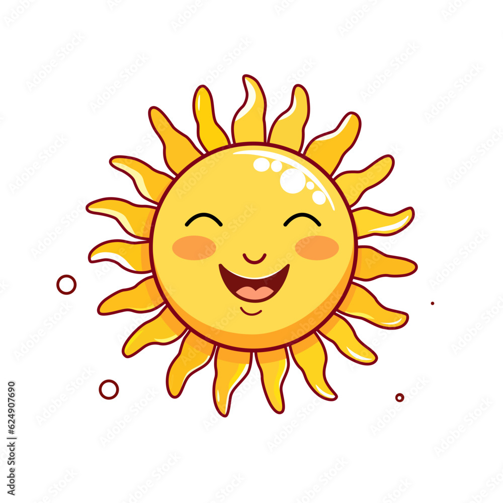 Cute Childish Sun Icon. Vector Illustration EPS10.