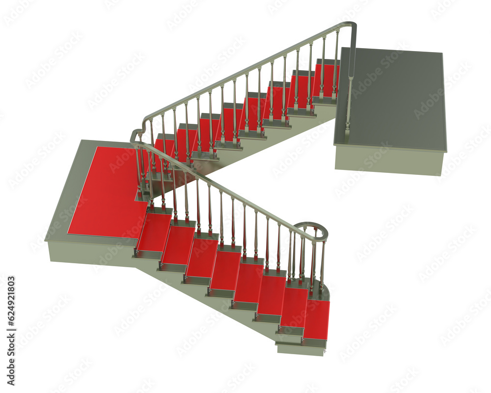 Stairs isolated on transparent background. 3d rendering - illustration