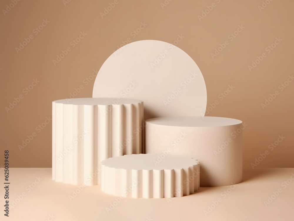 Beige product podium stage, cylinder shape design element