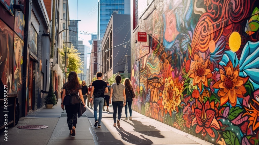 A regular stock photo capturing the essence of city life with people walking through a bustling urba