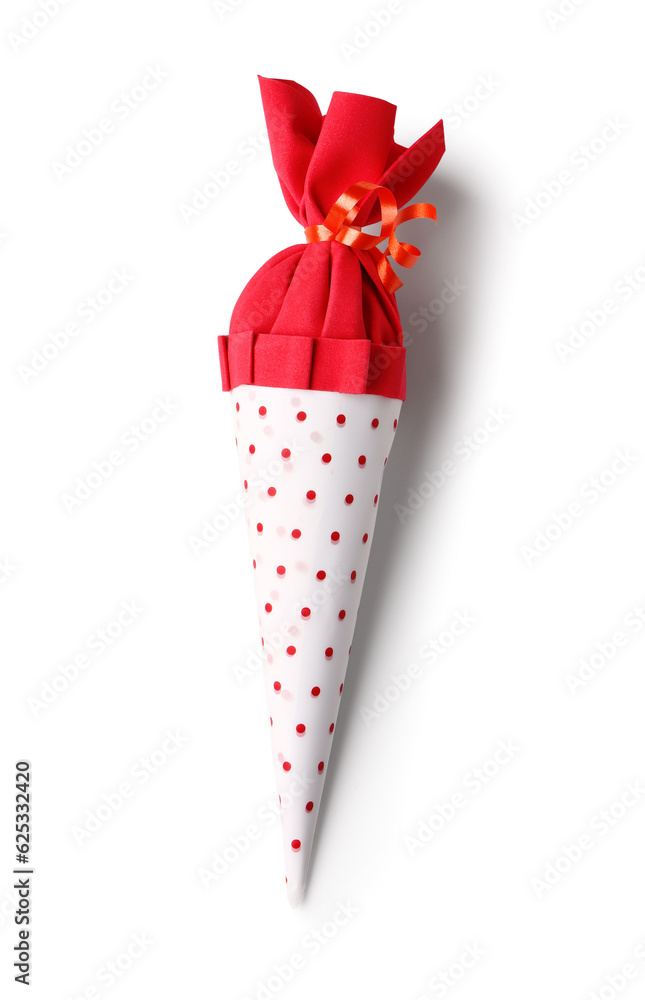 Red school cone on white background