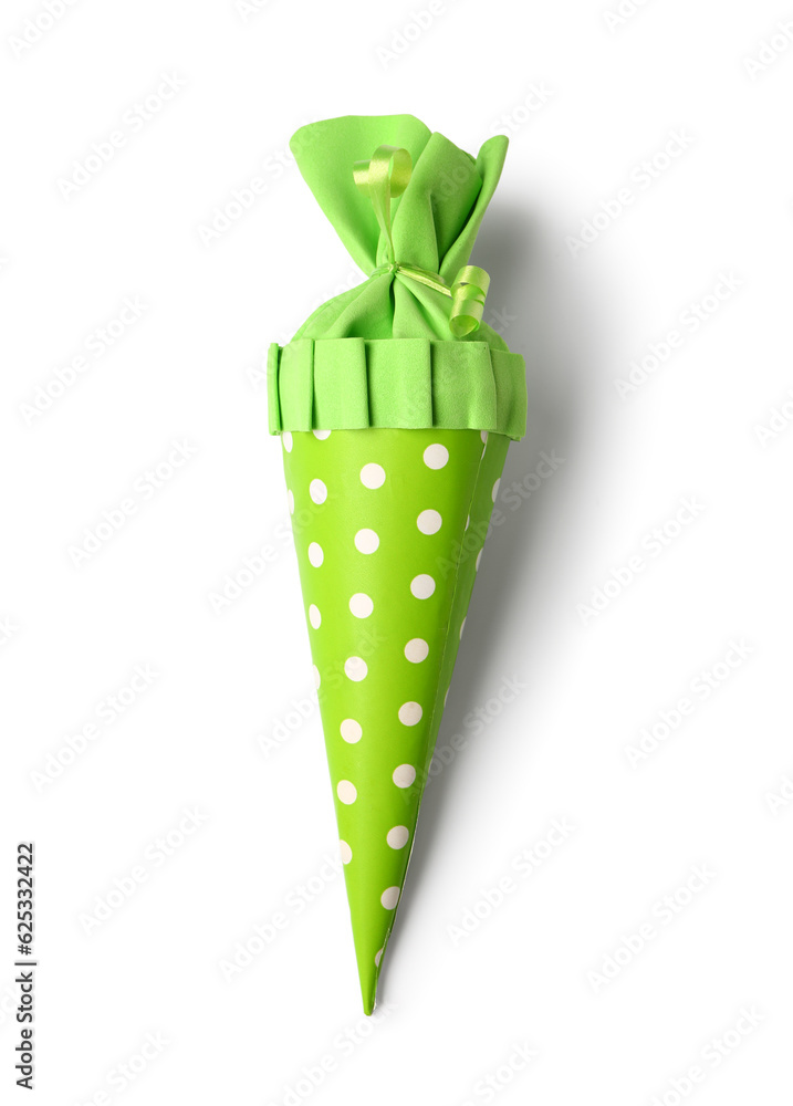 Green school cone on white background