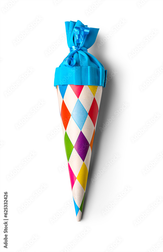 Blue school cone on white background