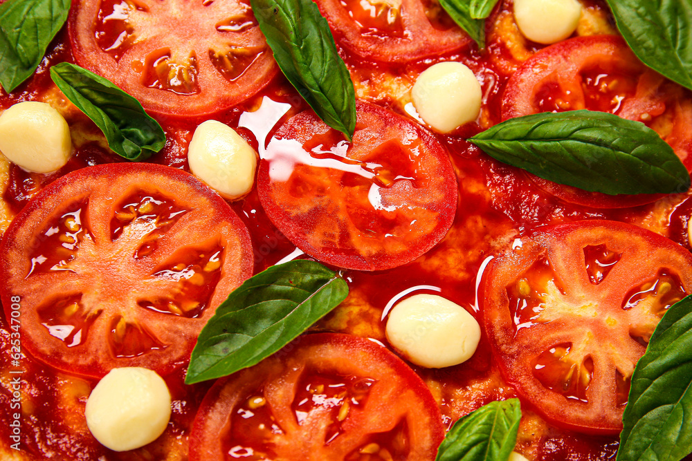 Tasty pizza as background, closeup