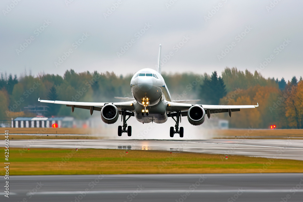 airplane landing in the airport