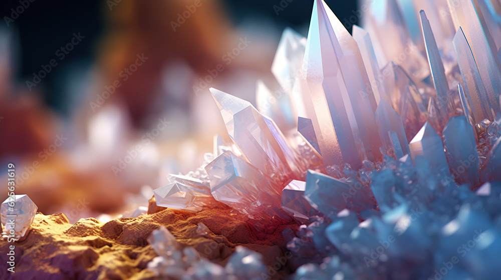 Amazing bright and shiny Scolecite crystal cluster background. Jewel mineral detailed macro. Generat