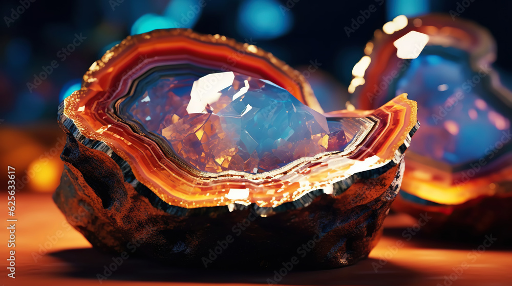 Amazing bright and shiny Agate crystal cluster background. Jewel mineral detailed macro. Generative 