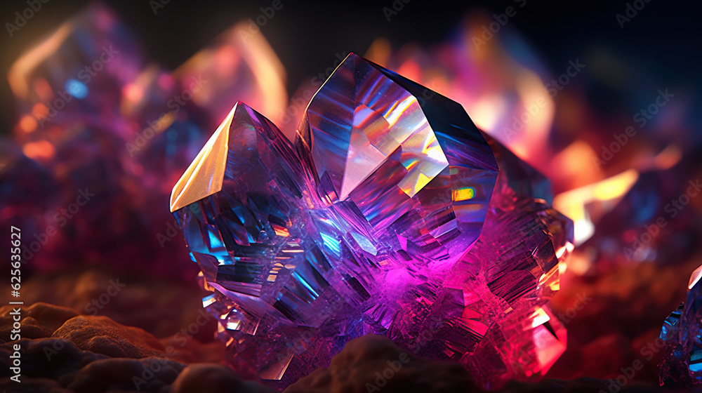 Amazing bright and shiny Luz Opal crystal cluster background. Jewel mineral detailed macro. Generati