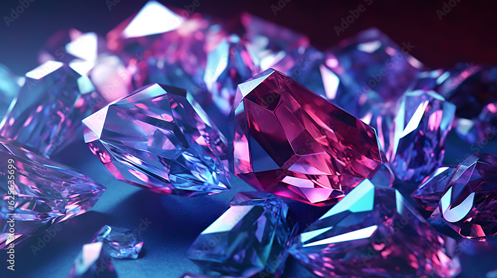 Amazing bright and shiny Alexandrite crystal cluster background. Jewel mineral detailed macro. Gener