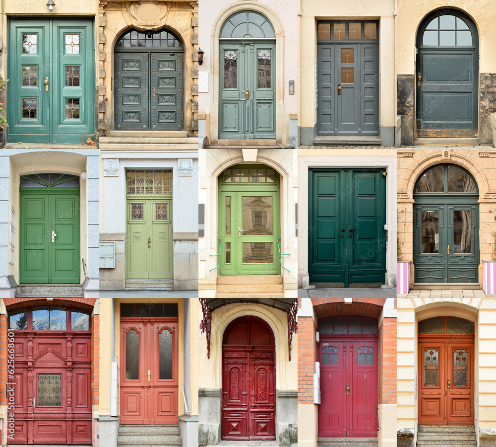 Collage of beautiful old doors