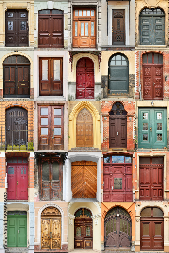 Collage of beautiful old doors