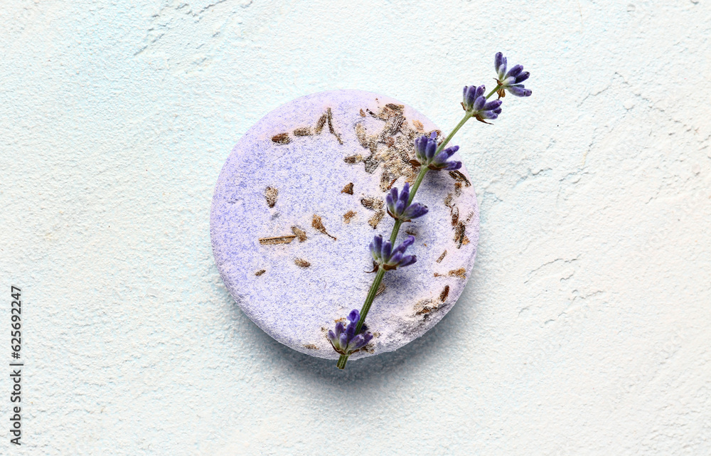 Lavender soap bar on light background