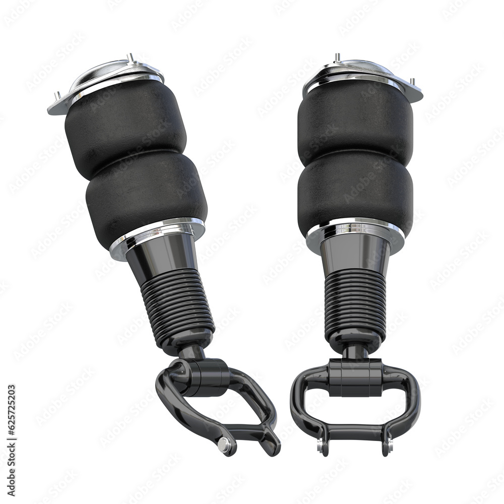 Two air suspension units isolated on white background. 3D rendering image.