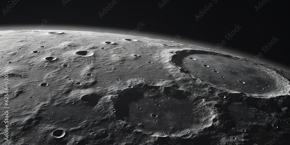 Moon surface with craters and space background. Universe beauty. Generatie AI