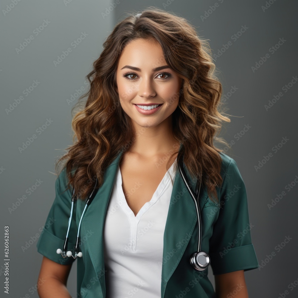 Doctor lady friendly smiling. Illustration AI Generative.