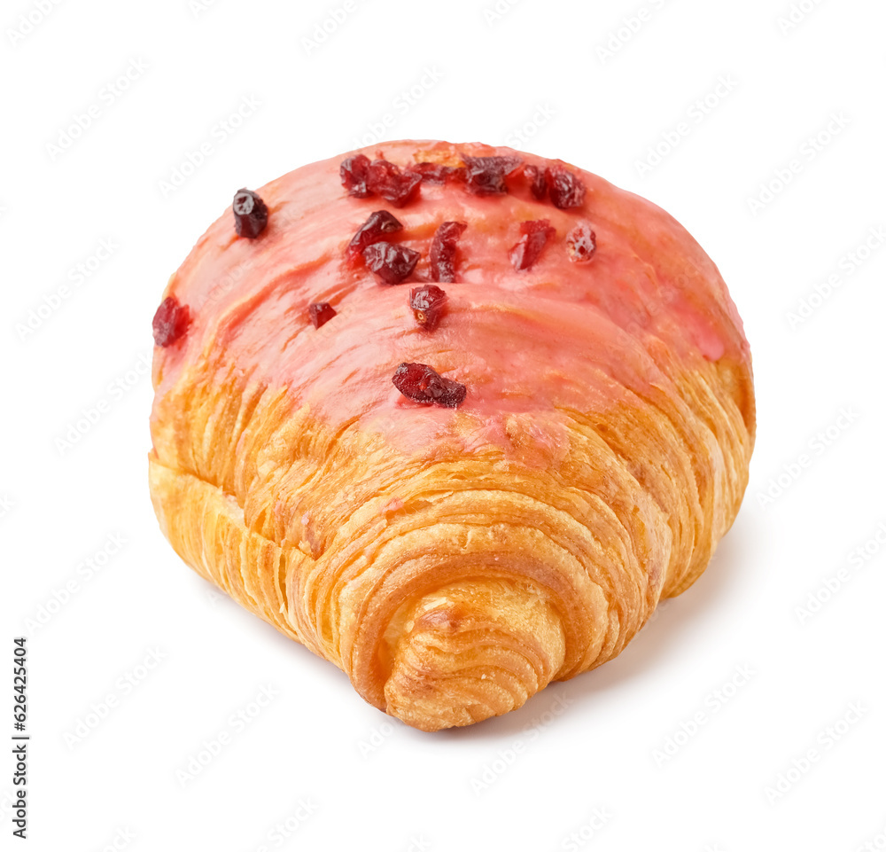 Tasty sweet croissant isolated on white background