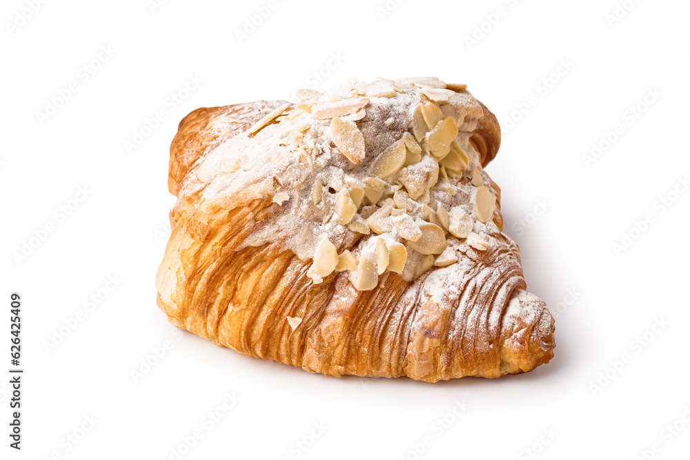 Tasty sweet croissant isolated on white background