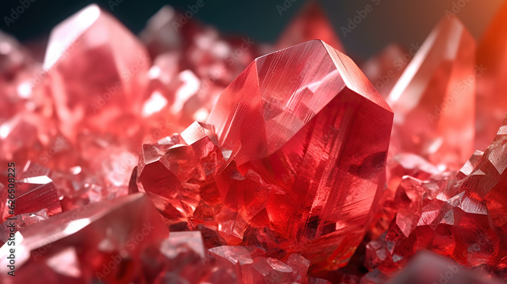 Amazing bright and shiny Rhodochrosit crystal cluster background. Jewel mineral detailed macro. Gene