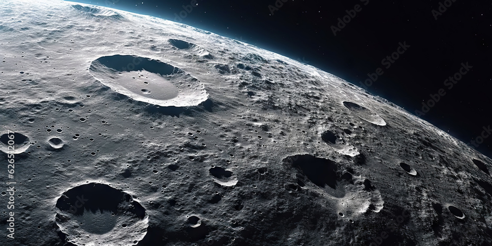 Moon surface with craters and space background. Universe beauty. Generatie AI