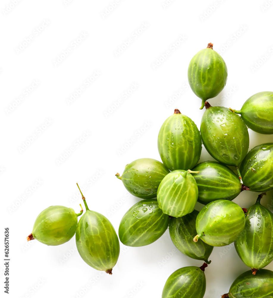 Fresh gooseberries on white background