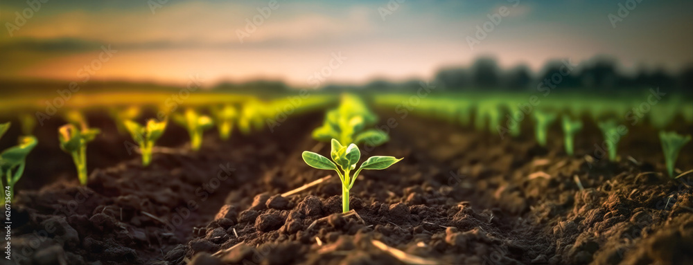 Row of Young Withania Plants Growing in a Field,Dicotyledonous Withania Plants in a Rural Landscape.