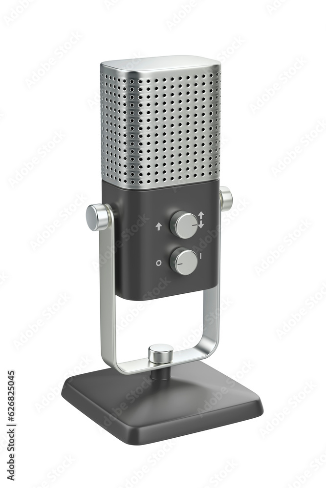 Modern studio microphone on transparent background