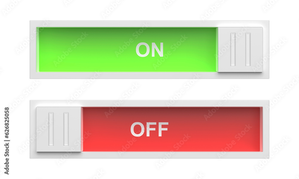 On and off sliding toggle buttons on transparent background