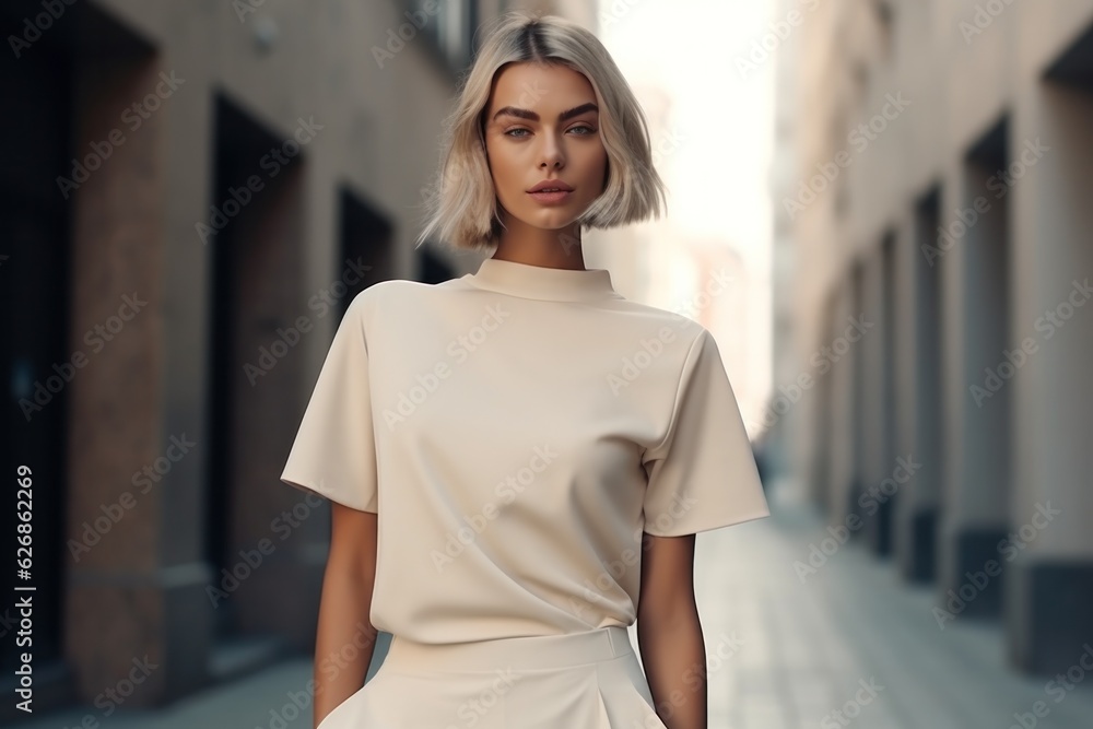 Beige minimalist fashion girl