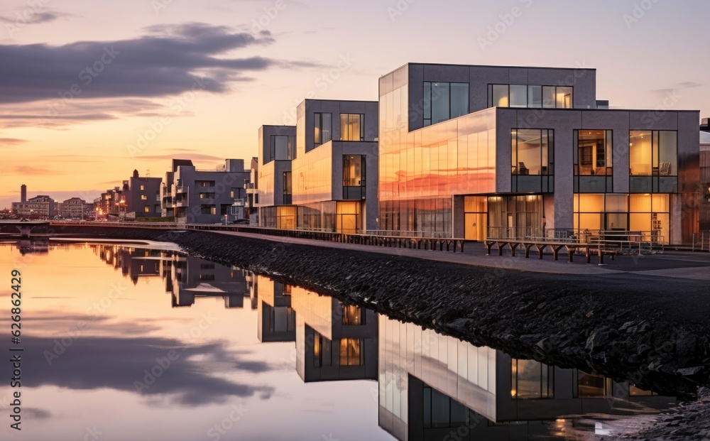 Modern residental building and street