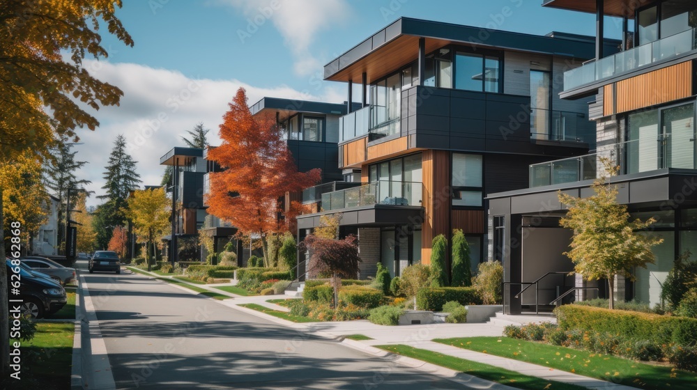 Modern residental building and street