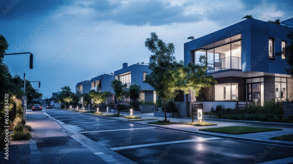 Modern residental building and street