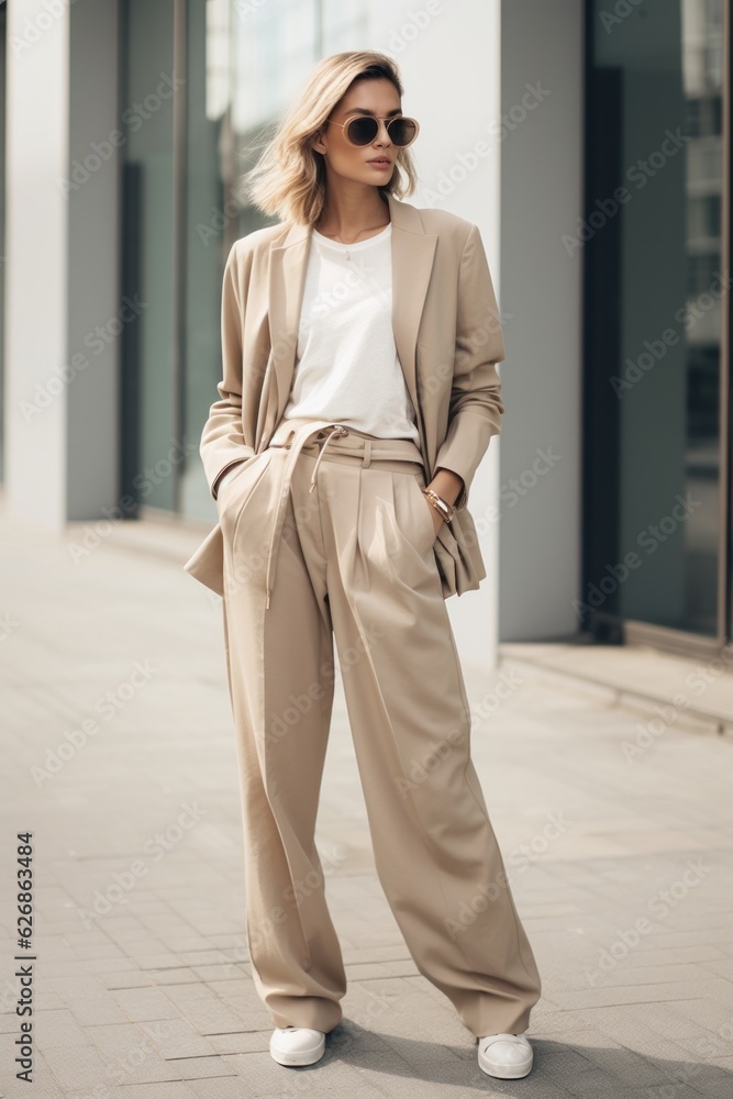 Beige minimalist fashion girl