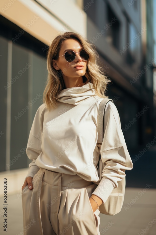 Beige minimalist fashion girl