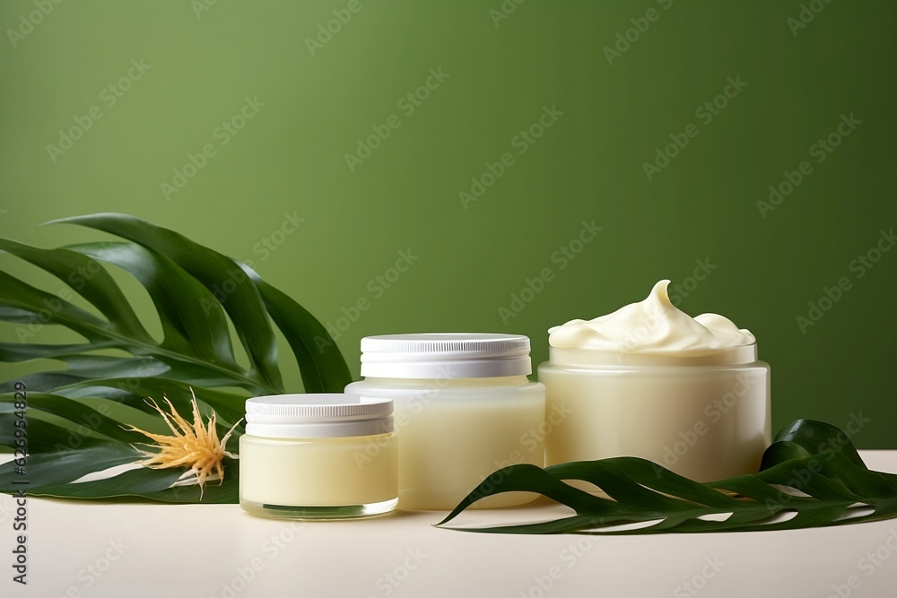 Organic Beauty Essentials, Pure Natural Cosmetic Products on Colorful Background