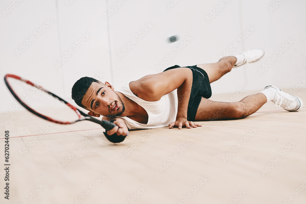 Nothing puts you through your paces like squash. Shot of a young man playing a game of squash.