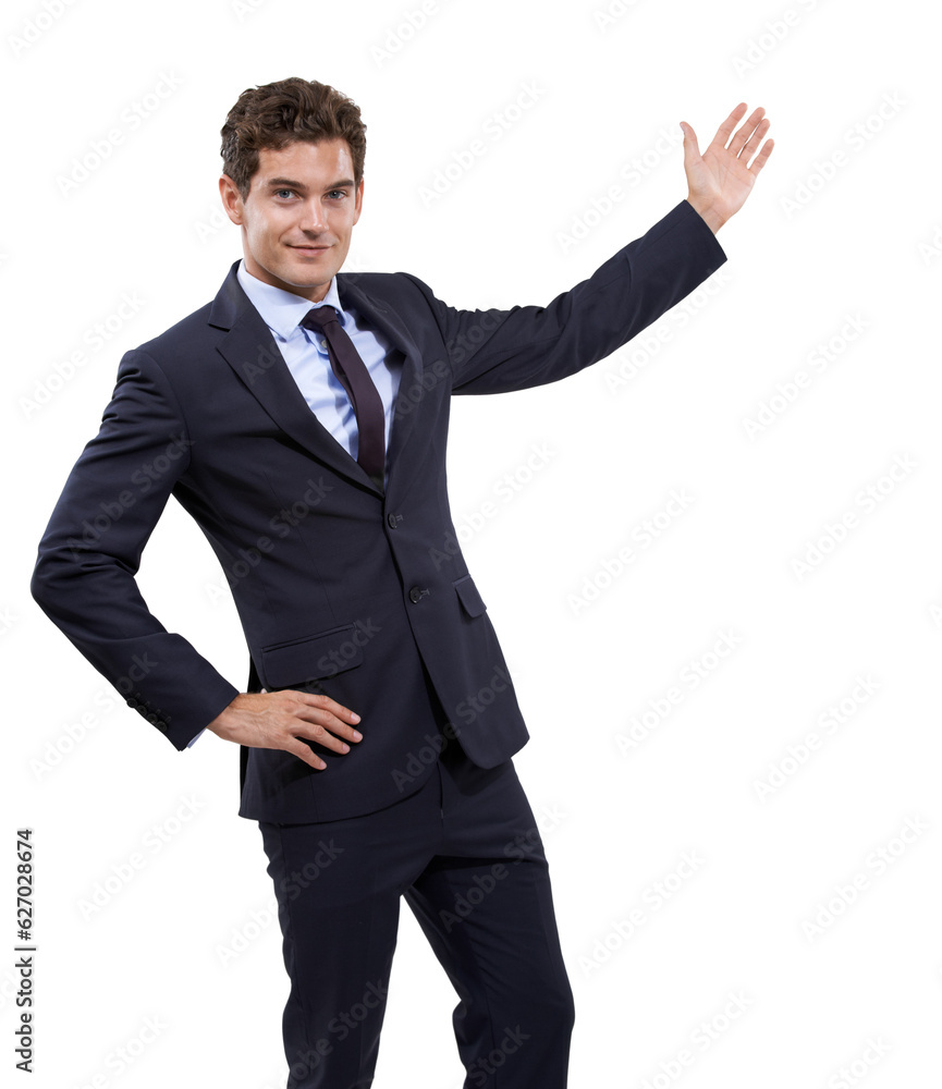 Well suited to his profession. Studio shot of a well dressed businessman against a white background.