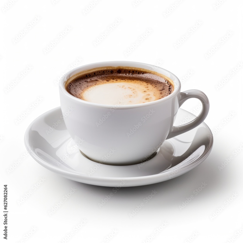 White cup with cappuccino isolated