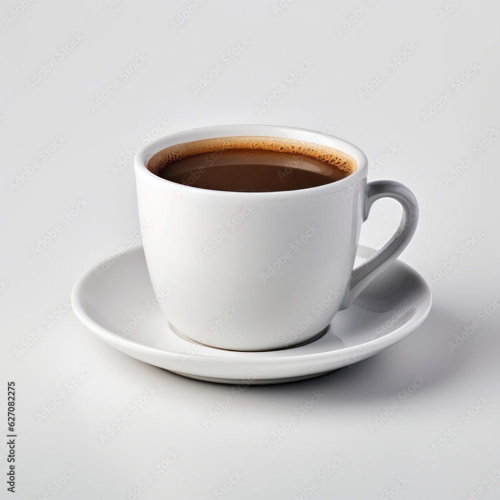 White cup with cappuccino isolated