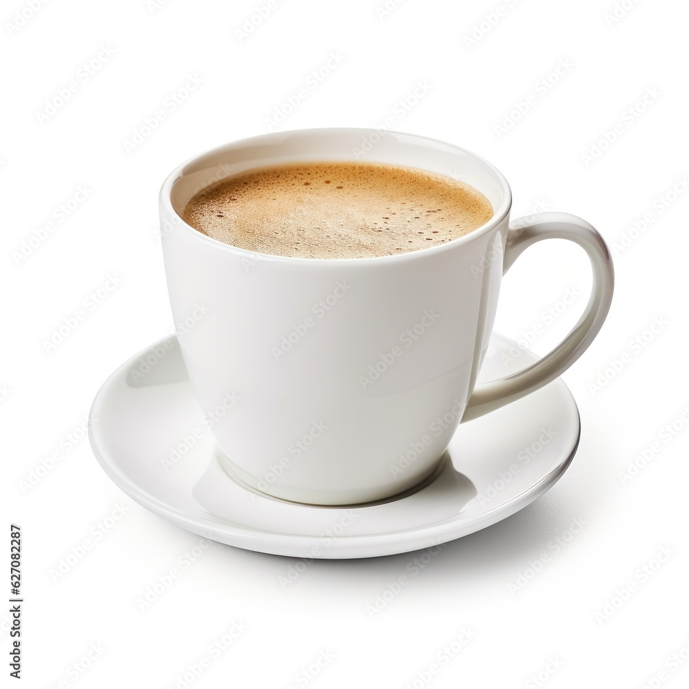 White cup with cappuccino isolated