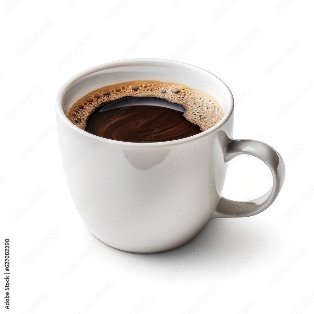 White cup with cappuccino isolated