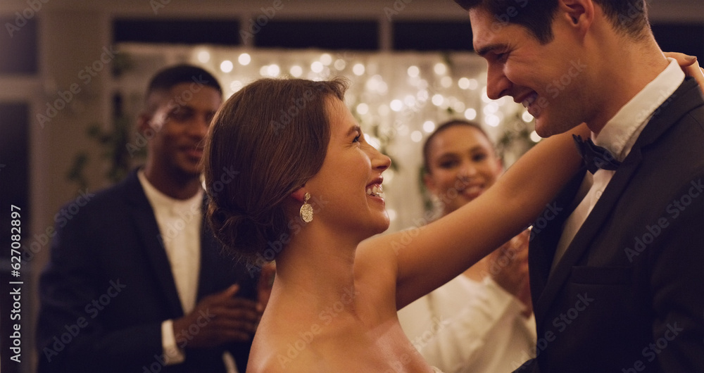 Im already loving being married to you. Cropped shot of an affectionate young newlywed couple dancin