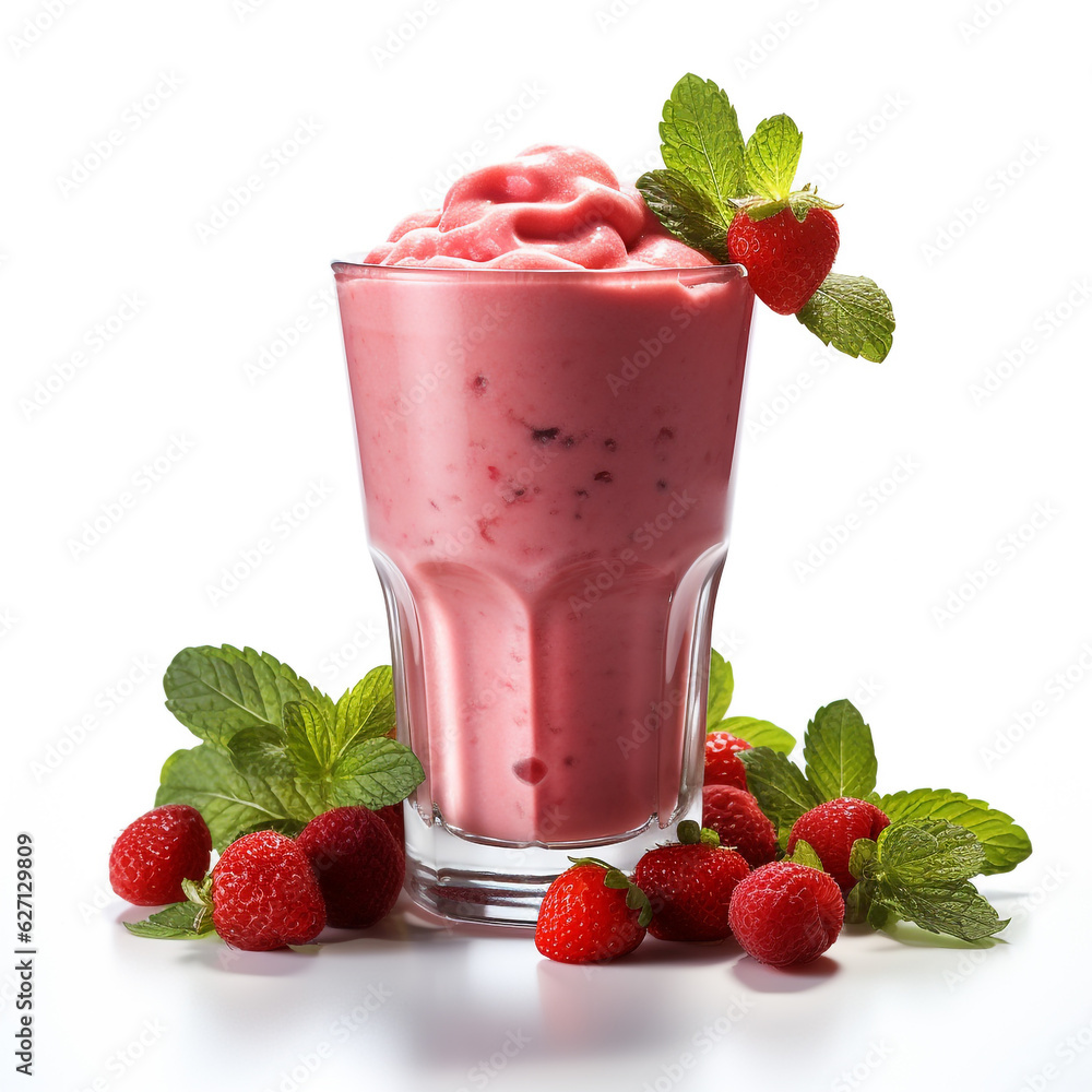 Sweet and fresh red strawberry smoothie