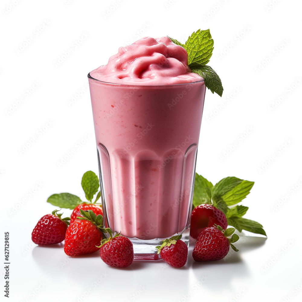 Sweet and fresh red strawberry smoothie