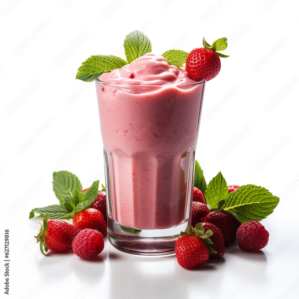 Sweet and fresh red strawberry smoothie