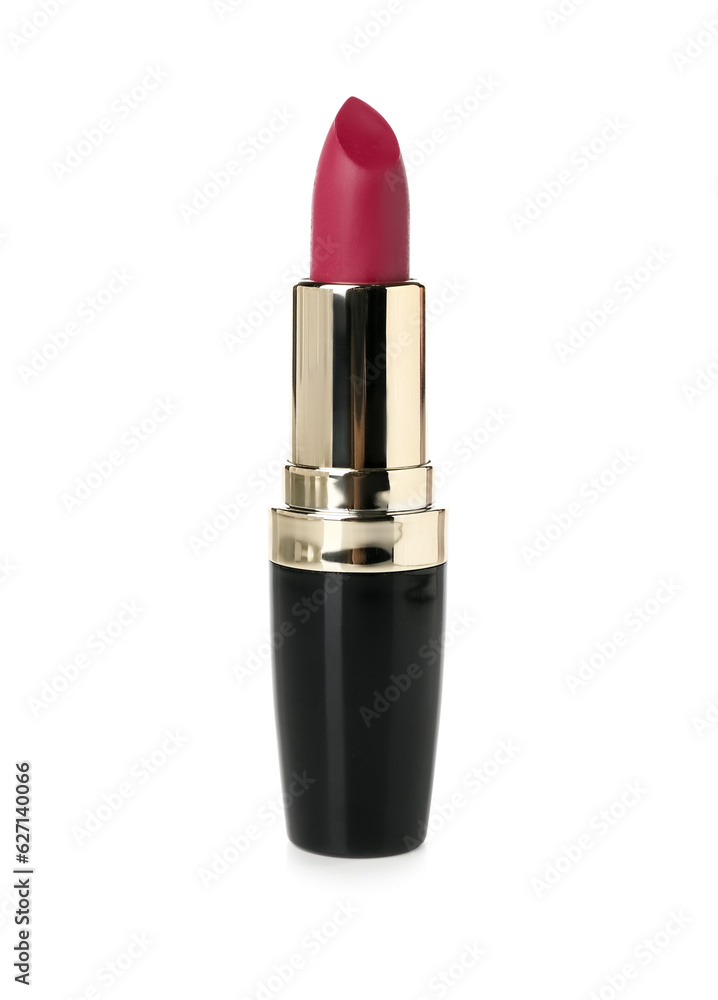 Pink lipstick on white background