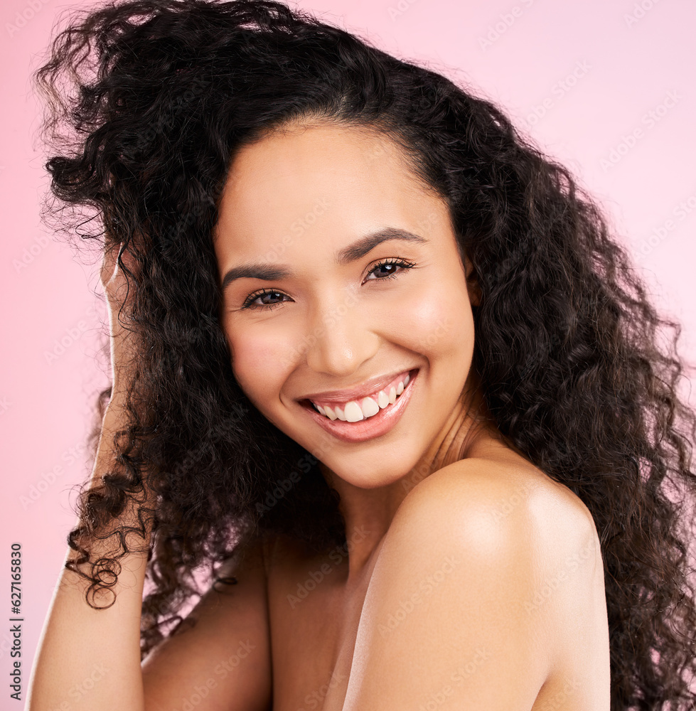 Skincare, beauty and portrait of happy woman in studio for wellness, facial treatment and cosmetics.