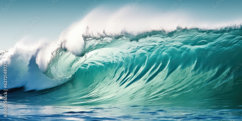 Beauty of marine nature, strength and power of the water element in form of a large turquoise sea wa