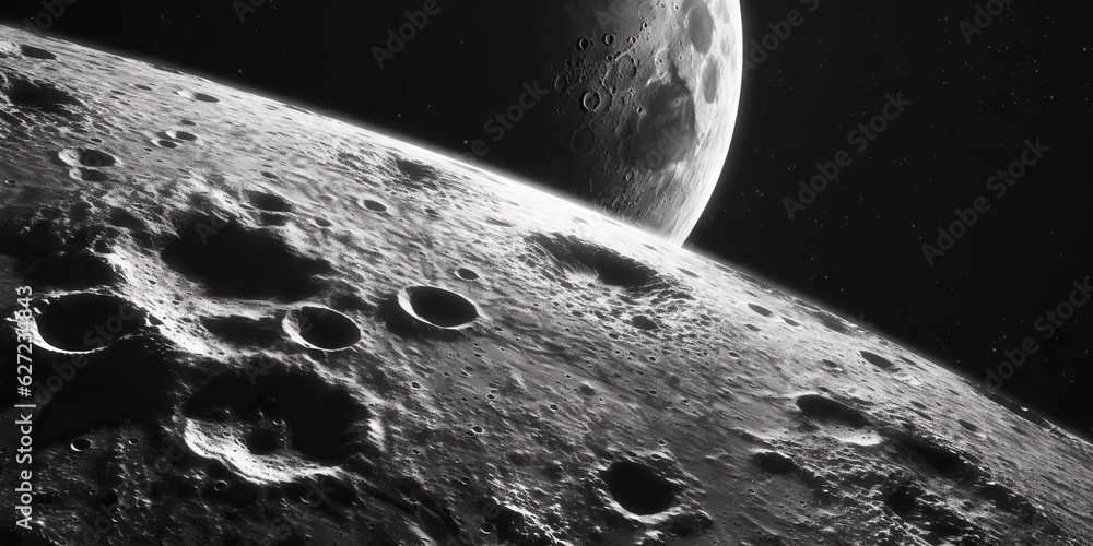 Moon surface with craters and space background. Universe beauty. Generatie AI